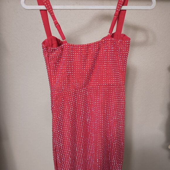 Ines Embellished Corset Mini Dress in Fire Red - Picture 2 of 3
